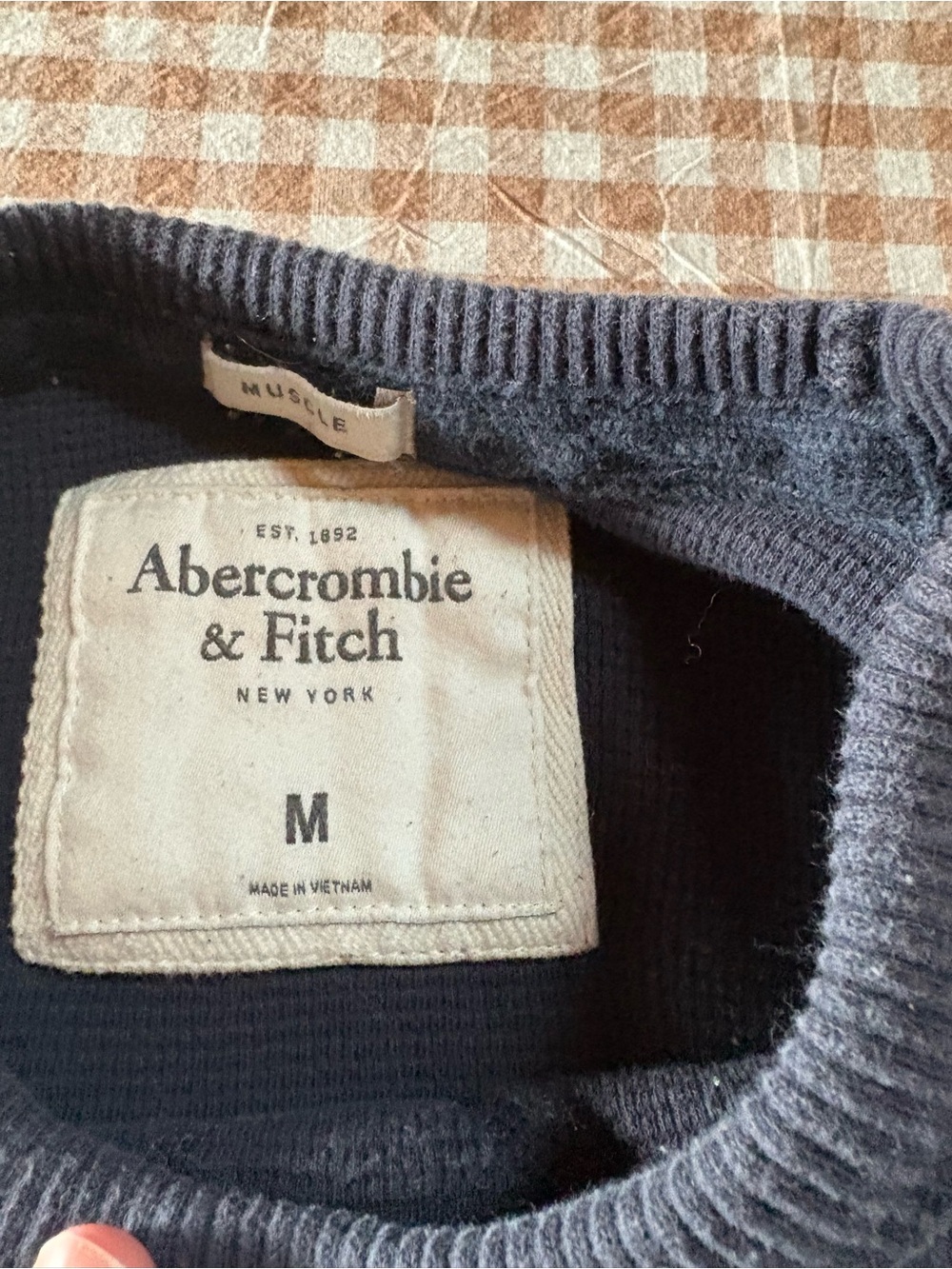 Y2K Abercrombie & Fitch Navy Crewneck Thermal - Picture 3 of 4
